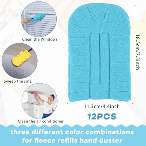 12 Pcs Reusable Duster Refills Washable Pads, Yellow,Grey, Turq - Image 2