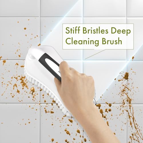 Amazer Scrub Brush for Cleaning Comfort Grip Bathtub Scrubber Stiff Bristles with Handle Heavy Duty Shower Cleaner Brush for Tub Carpet Floor Sink Outdoor - Pack of 2 (Black+Grey) - Image 5