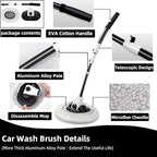 WillingHeart 15° Curved Car Wash Brush with Long Handle 43" Microfiber Cleaning Mop Telescopic Extension Pole for Caravan RV Truck Auto SUV Wheel Boat Exterior 2 in1 Carwash Duster Scratch Free, White - Image 3