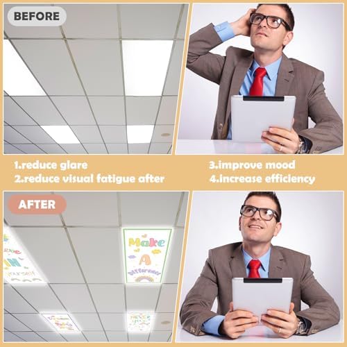 4pcs Classroom Inspirational Fluorescent Magnetic Light Cover,2x4 FT Pastel - Image 5