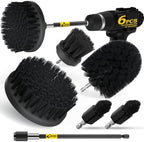 Holikme 6Pack Drill Brush Power Scrubber Cleaning Brush Extended Long Attachment Set All Purpose Drill Scrub Brushes Kit for Grout, Floor, Tub, Shower, Tile, Bathroom Black by Holikme