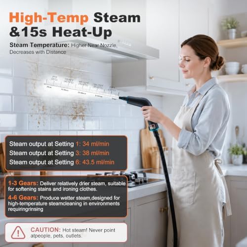 CE-01 Portable Steam Cleaner with Accessory Kit, High Temperature Handheld Steam Cleaning Machine for Home, Kitchen, Bathroom, Tile Grout, Sink, Range Hood, Car Interior and Household Surfaces - Image 6