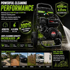 4200 PSI 4.0 GPM Gas Pressure Washer, 212cc Heavy Duty Power Washer, Commercial Gas Powered Pressure Washer for Driveways, Cars, Decks, Patios, Siding and Outdoor Cleaning - Image 2