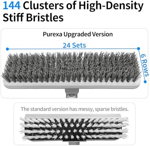 Floor Scrub Brush with 55" Long Handle, 2-in-1 Floor Brush with Built-in Squeegee, Adjustable Angle Head and Stiff Bristles for Tile, Wood, Concrete & Textured Floor Cleaning - Image 5