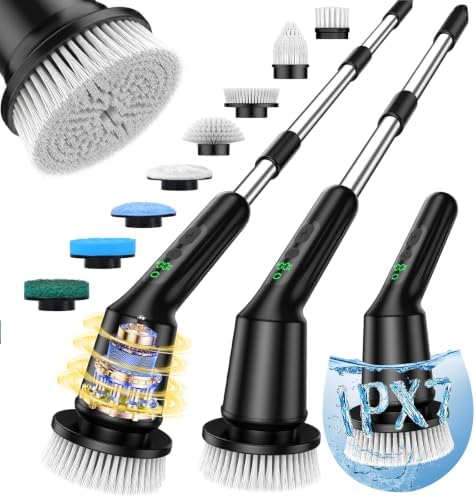 Electric Spin Scrubber for Bathroom, Shower Scrubber with Long Handle by CTMAST
