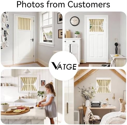 Vatge Small Curtain for Door Window Blackout Privacy French Door Panel for French/Classroom Doors, 1 Panel, W25 x L20, Light Beige - Image 5