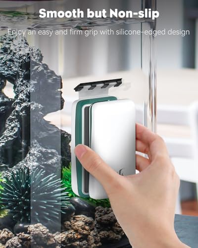 Pawfly Strong Magnetic Fish Tank Cleaner Aquarium Magnetic Glass Cleaner Brush with 2 Detachable Scrapers, Floating Scrubber Brush Cleaning Tool for 1/4-1/2 Inch Thick Glass - Image 2