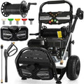 Professional 4200PSI 4GPM 212CC Gas Pressure Washer, 7.0HP Heavy-Duty 3600RPM Commercial Gas Power Washer with 10" Wheels 3000ML Foam Bottle 5 Nozzles 33FT Hose Reel (EPA/CARB/ETL Compliant), GBlack by IvyBess