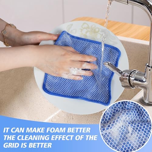 KinHwa Dish Cloths for Washing Dishes with Scrub Side, Microfiber Dish Rags - Image 4