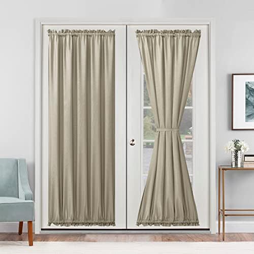 Hiasan French Door Curtains Privacy, Taupe, 52W x 72L, 1 Panel by Hiasan