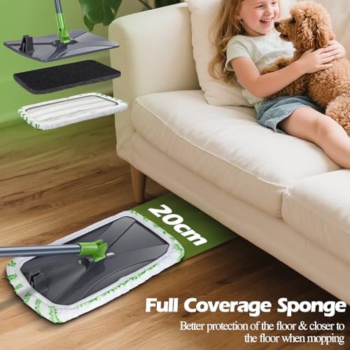 Hardwood Floor Mop,Extended Large Flat Floor Mop with 5 Washable Pads - Image 4