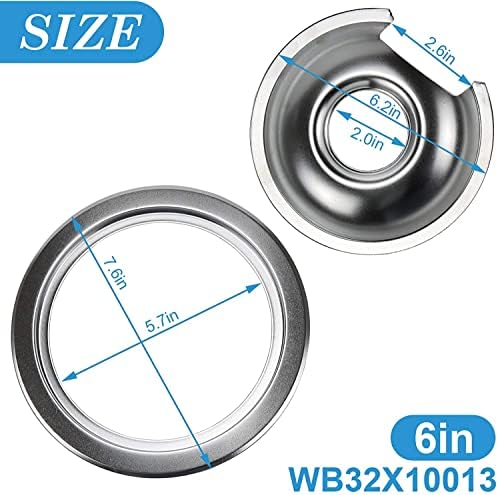 Electric Stove Burner Drip Pans and Rings for GE Hotpoint Set of 4 Chrome - Image 2
