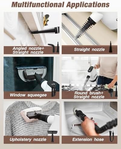 Saker EverSteam Instant-Heat Steam Cleaner for Home,15s Heat-up Handheld Steam Cleaner with Mop Attachment&Fiber Cloths,Portable Continuous Refill Steamer for Cleaning of Floor, Car and Kitchen - Image 6