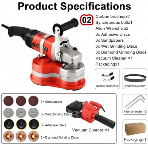 Industrial 2800W Concrete Grinding and Polishing Machine, 3-Head Electric Diamond Grinder with 8” Coverage, 6 Adjustable Speeds, for Professional Concrete, Stone, Marble, and Metal 02 - Image 2
