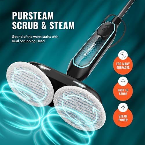 PurSteam ScrubMaster Steam Mop with Dual Scrubbing Head and LED Lights - Image 3