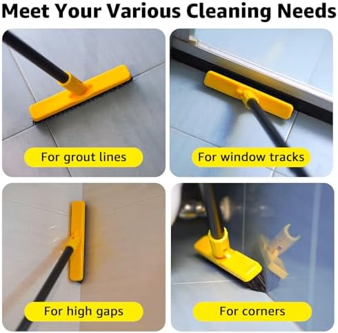 Grout Brush with Long Adjustable Handle - Telescopic, Rotation Tile Grout Cleaning Tool, V-Shape Shower Scrubber Cleaner Stiff Bristle for Cleaning Bathrooms Tile Floors, Baseboards and Corners - 59in - Image 5