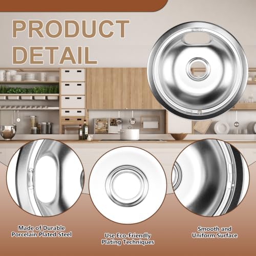 W10196405(8”) W10196406(6”) Electric Stove Burner Drip Pans & MP22YA Electric Range Burner Element Unit Set by Cenipar-Compatible with Whirl-pool Ken-more Ama-na Range Oven/Stove - Image 2