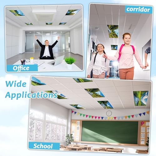 Wiooffen 6 Pcs Fluorescent Light Covers with 60 Magnets Decorative for Classroom Ceiling Light 4 x 2 Feet Magnetic Light Covers Filter Easy Install for Office Hospitals & Home(Landscape) - Image 5
