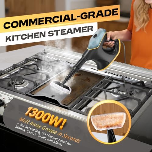 Steam Cleaner, 10s Fast Heating Handheld Steamer, 1300W High Pressure Steam Cleaner with Safety Lock, Continuous Refill Portable Steam Cleaner for Kitchen Bathroom Tile Grout Upholstery Car - Image 6