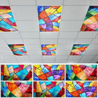6 Pcs Fluorescent Light Covers with 60 Magnets Decorative for Classroom Ceiling Lights 4 x 2 Feet Magnetic Light Cover Filter Easy Install for Office Hospital Home Ceiling Supplies (Stained Glass) by Wiooffen