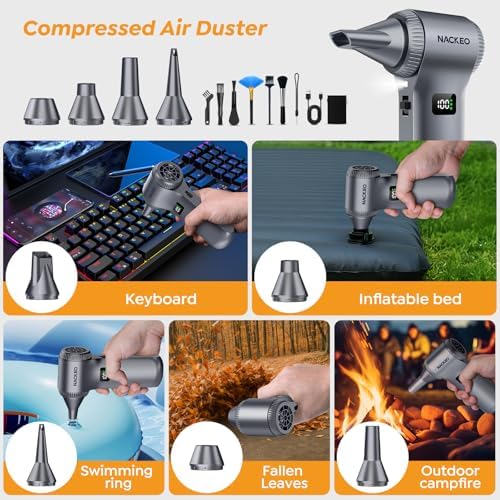 Compressed Air Duster-230000RPM Super Power Electric Air Duster, 100-Level Adjustable Inflatable Air Blower with LED Light and Display Screen, Dust Blower for Computer, Keyboard,House, Outdoor and Car - Image 3