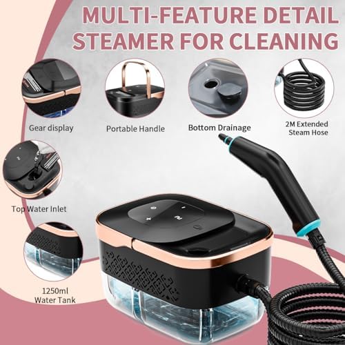 Handheld Steam Cleaner, 4 Bar Pressurized steam cleaner with 11 Accessories,15s Fast Heat-Up & 6-Level Adjustable,1500W Steamer for Cleaning Grout,Grease,Tile, Couch, Car Detailing, Windows & Floors - Image 3
