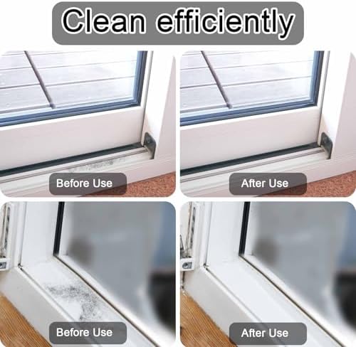 PEUTIER 2pcs Crevice Cleaning Brush, Hard Bristle Window Track Cleaning Tools 2 in 1 Cleaner Scrub Brush Grip Brush Cleaner with Hidden Scraper for Sliding Door Sill Shutter Vents Household - Image 5