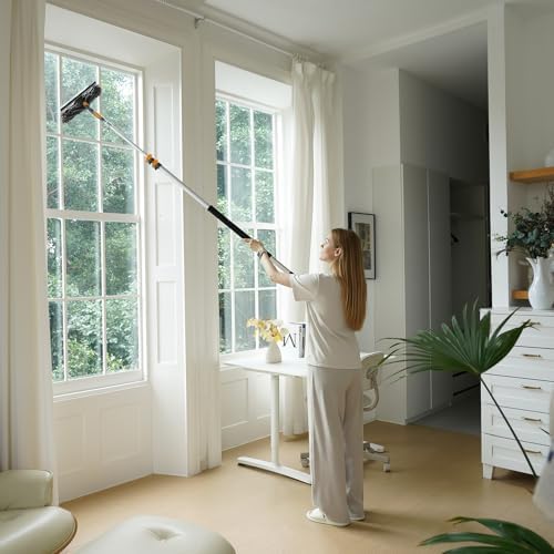 20FT Reach Window Squeegee with 5-13 FT Extension Poles, Extra-Large 14" Window Squeegee Window Cleaning Kit with Telescopic Pole,Window Cleaner Tool with Adjustable Head, for High Window, Glass, RV - Image 6