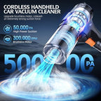 Car Vacuum Portable Cordless, 50000Pa Strong Suction Brushless Motor, Handheld Vacuum with 2 Batteries & Charger, 6-in-1 Rechargeable Vacuum Cleaners for Home, Pet Hair & Keyboard Ink Black - Image 2