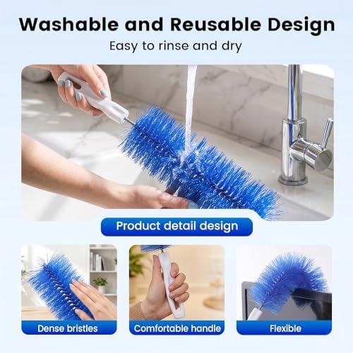 Fan Cleaning Brush, Bendable Microfiber Head, Microfiber Duster for Electric Fan and Blind, Reusable Dust Remover Washable ldeal for Electric Fans Air Conditioning, Home Car Vents, Curtain (Gray 2PCS) - Image 5