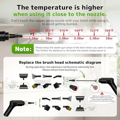 Portable Steam Cleaner for Home and Car, 15s Heat-Up, 15Pcs Accessories - Image 6