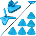 NEWE Wall Mop Cleaner with 80 Inch Long Handle, 180° Folding Ceiling Cleaner with Squeegee, Cabinet Cleaning Tool, Wall Scrubber, Triangle Baseboard Scrubber, 4 Chenille Duster & 2 Microfiber Pads by NEWE