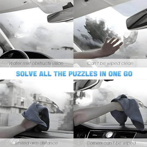 Extendable Car Windshield Cleaning Tool with Microfiber Pads, Purple - Image 4