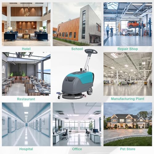 Walk-Behind Floor Scrubber Dryer with 16" Scrub Path, 24" Suction Width, 11-gal Sewage Tank, 10-Clear water tank, Foldable Walk Behind Hand Push Floor Scrubber 24000 Sqft/h - Image 6