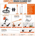 33 FT Drain Snake Auger, Plumbing Snake Drain Hair Clog Removal Tool, Sink Unclogger Drain, Heavy Duty Drum Auger, Cleaner Tool for Bathroom Kitchen Tub Shower Drain Clog Remover with Gloves - Image 2