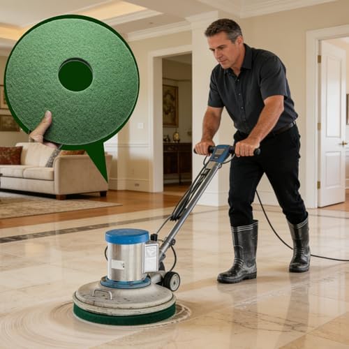 12" Cleaning Orbiter Pads - Commercial Floor Buffer Pads for Hardwood Floor Maintenance, Scrubbing, Polishing & Stripping - Compatible with Orbiter Machines (Green) - Image 6