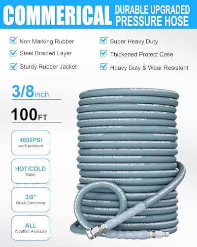 100ft Pressure Washer Hose 3/8" Swivel Quick Connector - Image 2