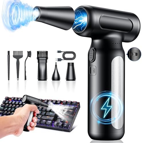 Mershgaya Electric Compressed Air Duster - 13,0000 RPM Rechargeable Cordless Turbo Blower, Portable Air Blower Gun for Cars, PC, Keyboard, Home & Outdoor Dust Cleaning (Replaces Compressed Air Cans) by Mershgaya
