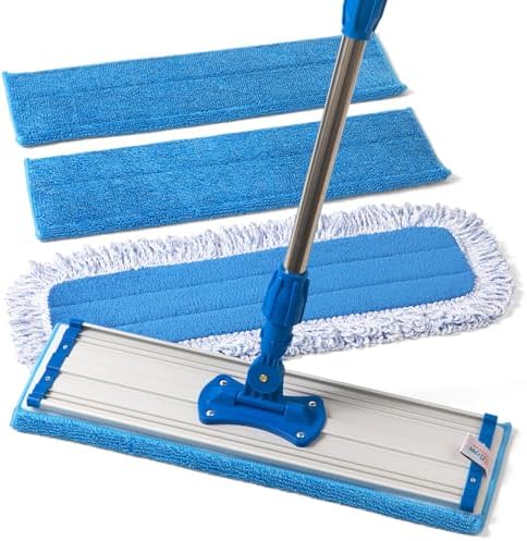 Zflow 18" Professional Microfiber Mop - Commercial Stainless Steel Handle with Microfiber Dust Pad + 3 Wet Pads by ZflowVentures