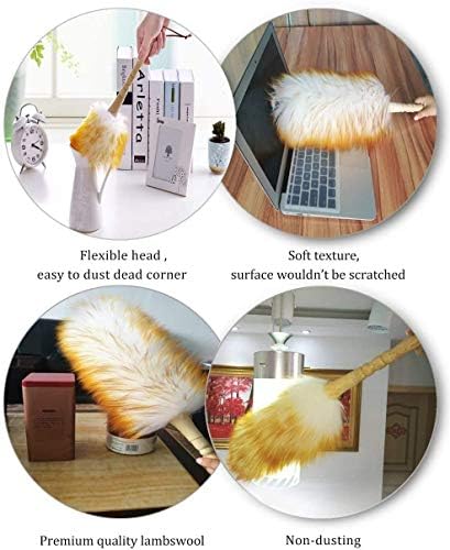 J&A Lambswool Dusters with Solid Wooden Handle, Flexible Head, Anti-Static, Comfortable Grips 17.8 inchs Long Feather Duster for Office, Home and Car etc. - Image 6