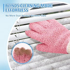 MIG4U Microfiber Dusting Gloves House Cleaning Glove for Blinds, Windows, Shutters, Furniture, and Car, Reusable Lint-Free Pink 2 Pairs S/M - Image 4