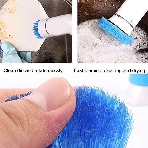 AUSUKY Handheld Cordless Electric Dish Scrubber Brush Power Bathroom Tile Floor Shower Kitchen Cleaner, White, 25cm - Image 5