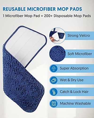 BPAWA Microfiber Mops for Floor Cleaning: Flat Mop for Wood Laminate Tile - Image 3