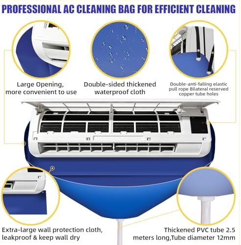Large Ac Cleaning Bag with Wall Protection Cloth, 13Pcs Minisplit Cleaning Kit, Split Ac Cleaning Kit with Strong Washing Tool for Fast and Efficient Cleaning - Image 3