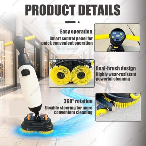 Commercial Floor Scrubber Machine, 17" Walk-behind Dual Brushes & Pads w/Drivers, Buffer Polisher, 13000 sqft/h, for Ceramic Tiles, PVC, Marble, Terrazzo, Wood Flooring (A) - Image 7