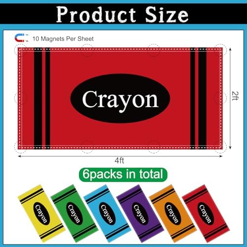 6Pcs Classroom Fluorescent Magnetic Light Covers,2x4 FT Colorful Crayon - Image 2