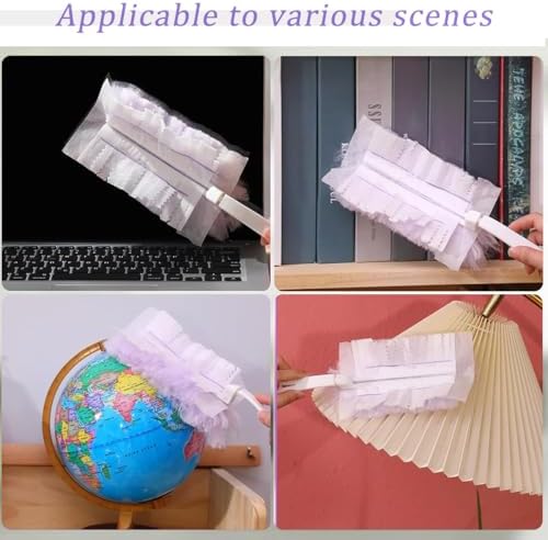 Duster Refills Compatible with Swiffer Duster, Heavy Duty Multi Surface Duster Replacement with 1 Extra Handle for Cleaning Furniture, Blinds, Ceiling Fans and Car (Purple-50Pack) - Image 2