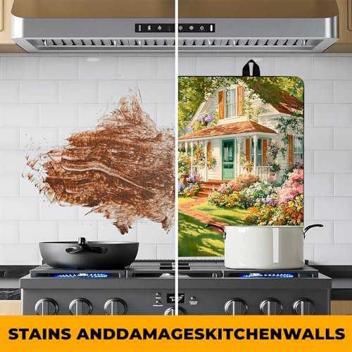 Happy Easter Stove Top Cover Flower Eggs Cute Rabbit Gas Stove Top Cover for Home Decoration Kitchen St. Patrick Day Pad Non-Stick Washable Cooktop Covers Countertop Protector (house, 28" x 20") - Image 5