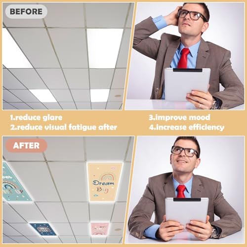 4pcs Classroom Inspirational Fluorescent Magnetic Light Covers,2x4 FT Boho - Image 5