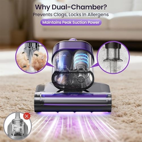 Maircle Mattress Vacuum Cleaner with UV Light, Bed Vacuum with Dust Detection, 16KPa Handheld Vacuum with LED Display, 40,000 Beats/Min Tapping, 150°F Heat, HEPA Filter for Bed, Couch - Image 7